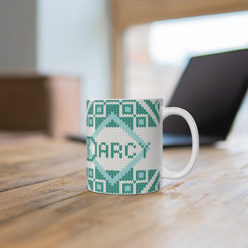 Fair Isle Diamonds Personalized Knitting Mug
